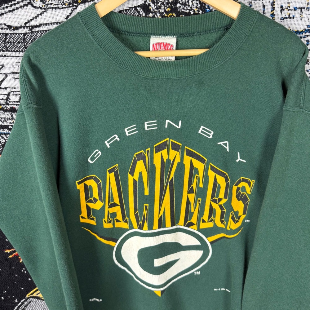 Vintage 1994 Nutmeg Mills Green Bay Packers Sweatshirt Mens Large Green NFL USA